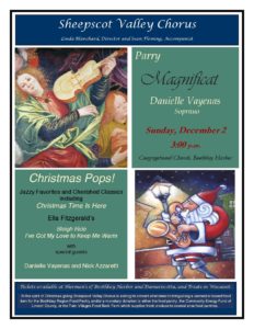 Sheepscot Chorus Presents Christmas Pops on Sunday, December 2